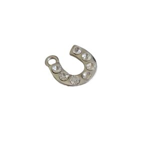 Silver Rhinestone Horseshoe Charm for Bracelet or Necklase